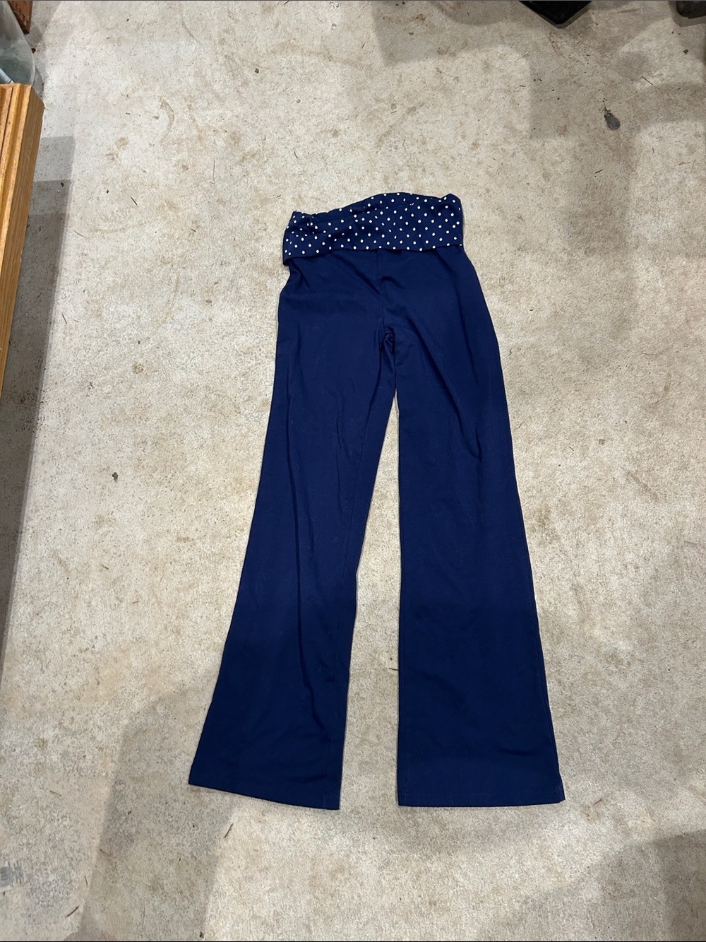 J for Justify Navy Blue Fold-Over Waist Leggings with White Polka Dot Trim